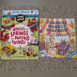 Kane Miller Wheels and Springs And Moving Things & Farmers Market Surprise Books